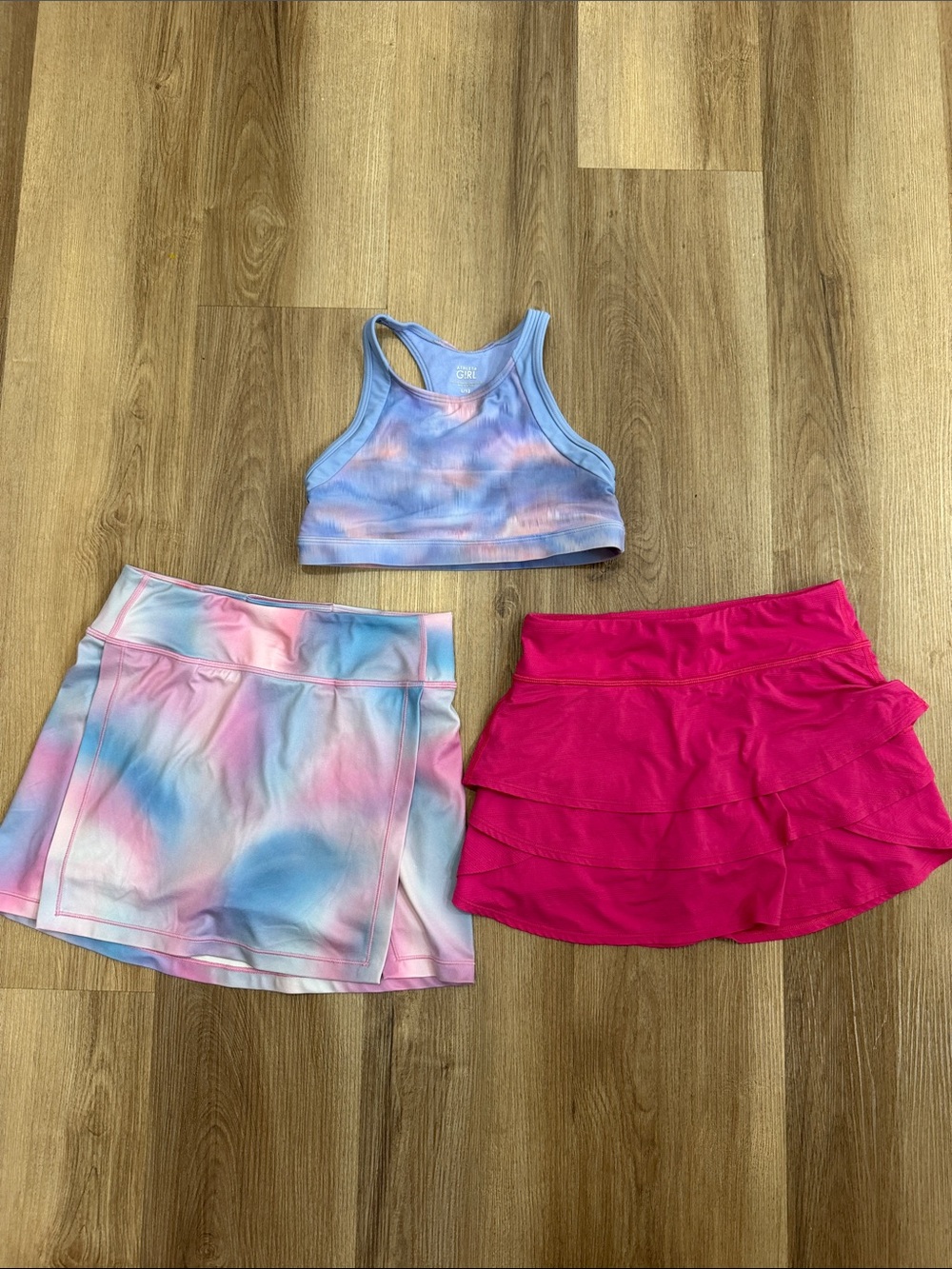 Athleta Girls Skorts Shorts Sports Bra Bundle Pink Blue Athletic Size Large 12